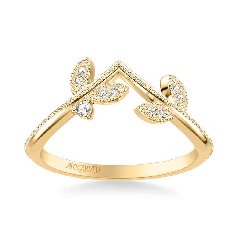 Natural Diamond 1/20ctw. Floral Pattern Wedding Ring in 14k Yellow Gold image number null